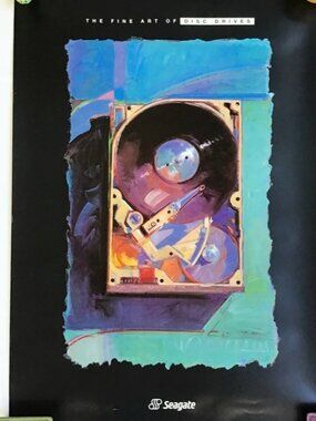 Seagate Technology Poster 1990 Fine Art of Disc Drives Vintage Tech Graphic